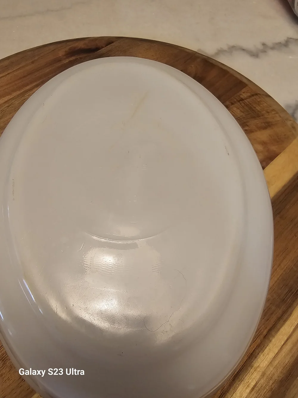 White Milk Glass Serving Bowl with Brown Floral Band